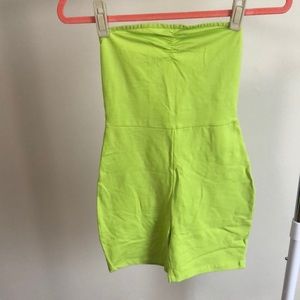 Elec. green strapless romper/jumpsuit